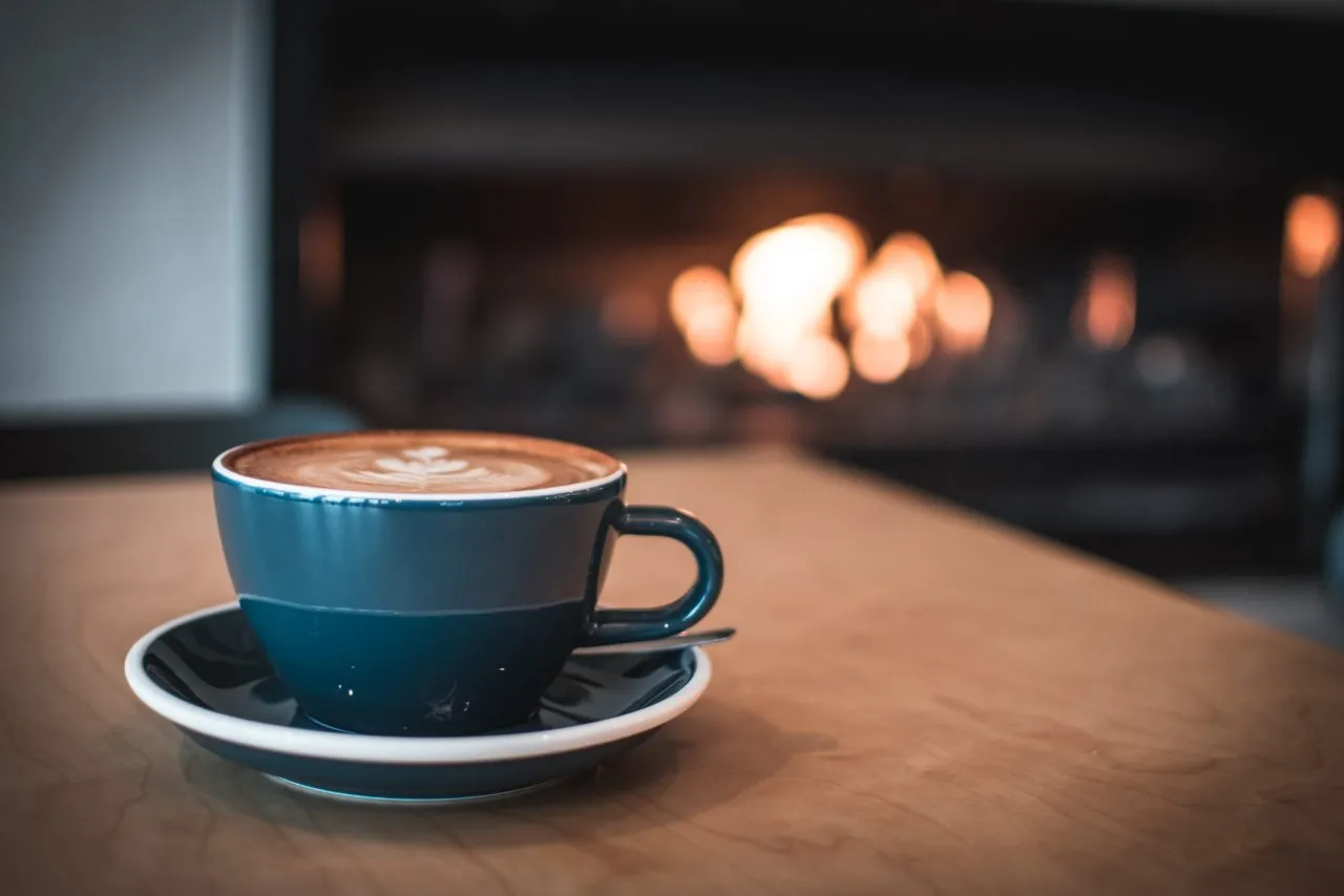 Coffee by the fire at Black Antler